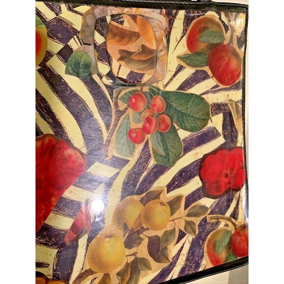 Angela Frascone Black Leather Apples Floral Resin Handbag NOS Vintage - Picture 6 of 12